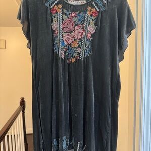 Floral Embroidered Johnny Was Tunic Dress or Shirt XS